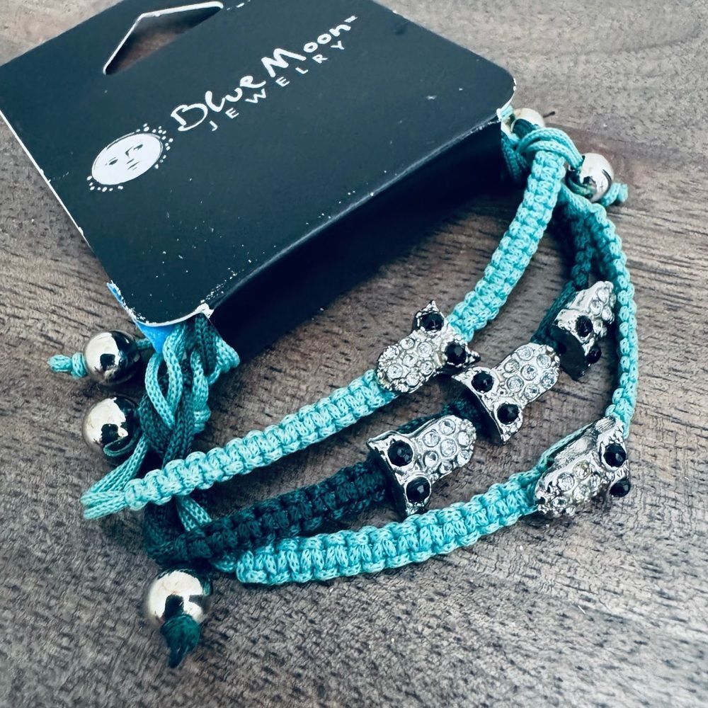 Crystal Owl Blue Moon Jewelry Charm Bracelets Set